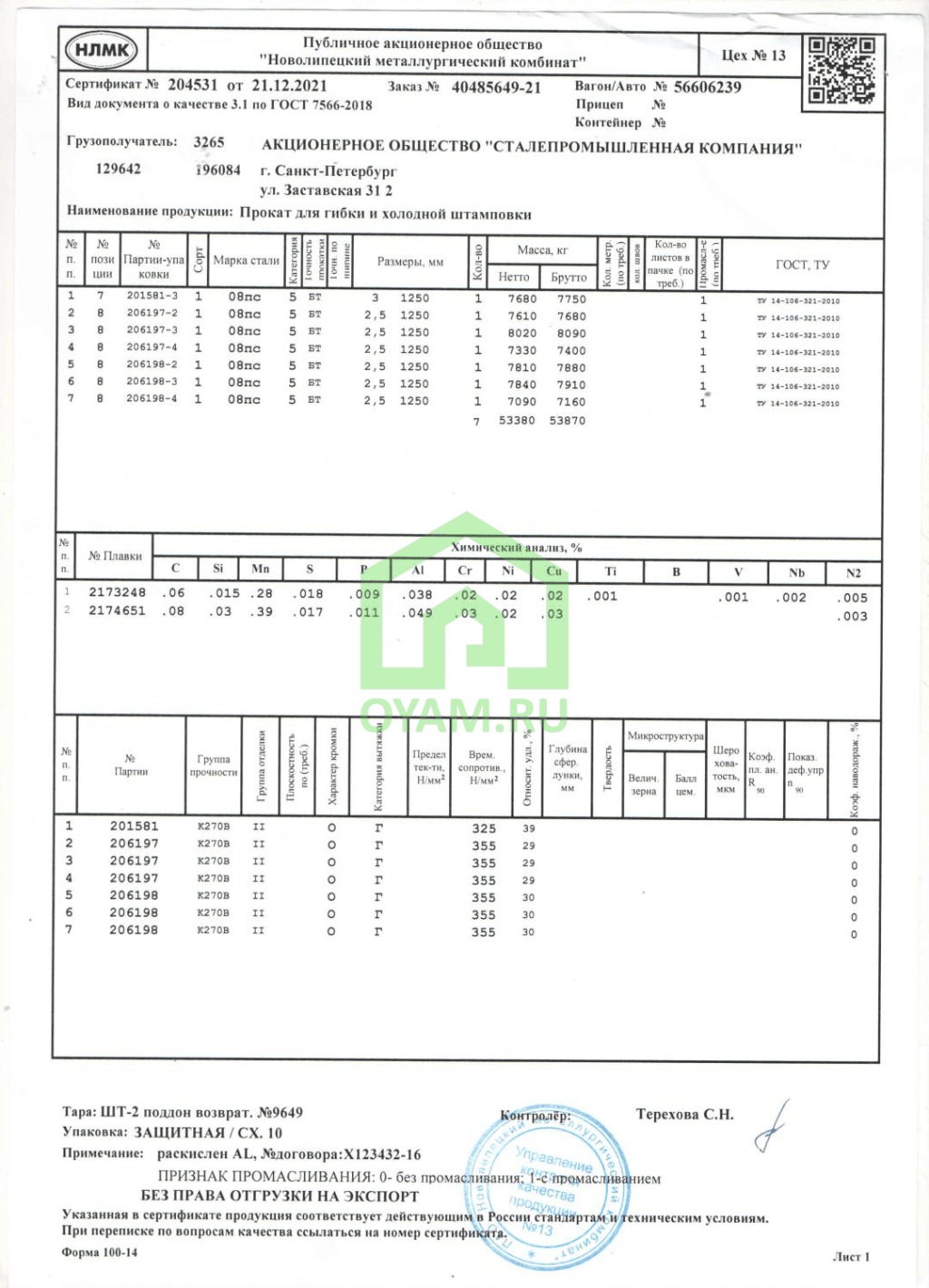 Сертификат соответствия